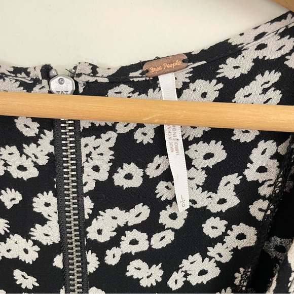 Free people long sleeve floral tunic mini dress black lace flowy boho large - Picture 7 of 7